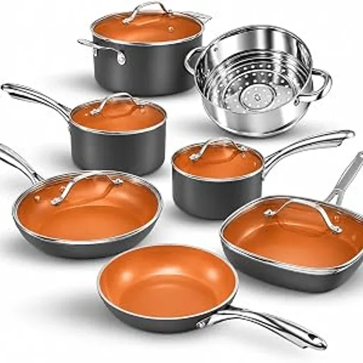 GOTHAM STEEL12 Pc Titanium Ceramic Cookware Set Nonstick, Diamond Infused