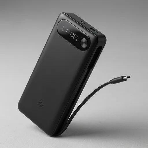 Anker Power Bank, 20,000mAh Travel Essential, Built-in USB-C Cable(Black) | 1 USB-C and 1 USB-A port, for MacBook Pro/Air, iPhone 17/16/15/14, Samsung, Switch a