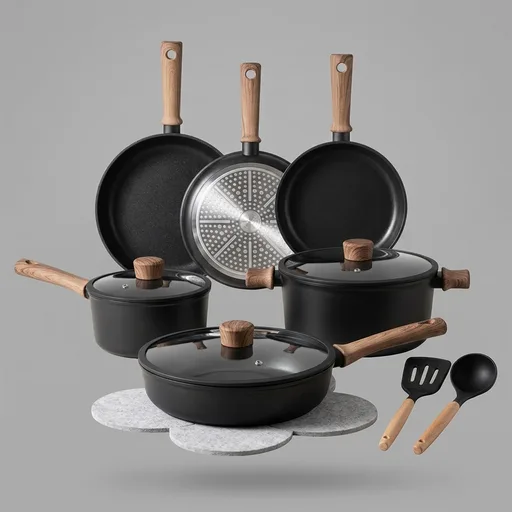 CAROTE 16pcs Pots and Pans Set, Nonstick Cookware Sets | Titanium Reinforced Coating, Scratch-Resistant, Easy to Clean, Even Heating, Induction Compatible, with