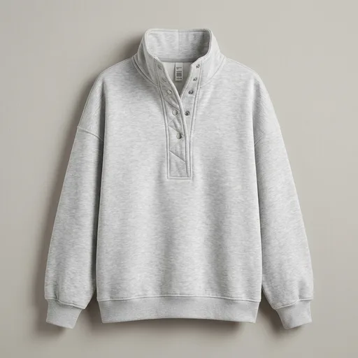 Trendy Queen Womens Oversized Sweatshirts with Snap Button Henley Collar