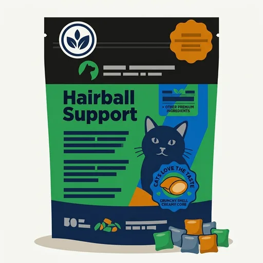 Cat Hairball Remedy Treats - Dual Texture Crunchy Creamy Hairball Treatment for Cats, Furball Relief Control Supplement with Fiber, Fish Oil for Indoor Cats Skin Coat Digestion (30-Day Supply)