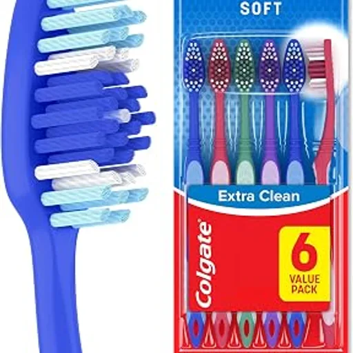 Colgate Extra Clean Adult Toothbrushes, Soft, Value 6 Pack