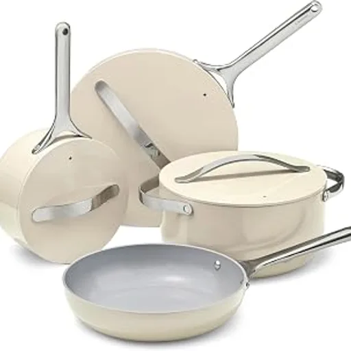 Caraway12-Piece Non-Stick Ceramic Cookware Set | Pots, Pans, Lids and Kitchen Storage, PFAS and PFOA Free, Oven Safe Pan Set and Compatible with All Stovetops,