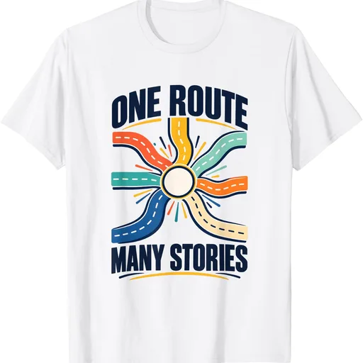One Route Many Stories Retro Road Trip Vintage Travel Graphi T-Shirt