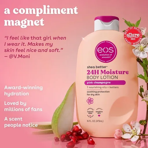 eos Shea Better 24H Moisture Body Lotion- Pink Champagne, 16 fl oz