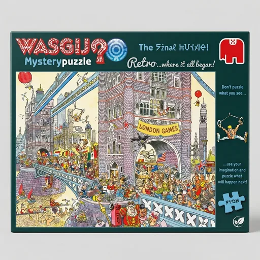 Wasgij Retro Mystery 8, The Final Hurdle - 1000 Piece Jigsaw Puzzles for Adults - Challenging & Brainteasing Adults Jigsaw Puzzle, Puzzle What Happens Next - 100% Recycled Cardboard, 1000pcs, Jumbo