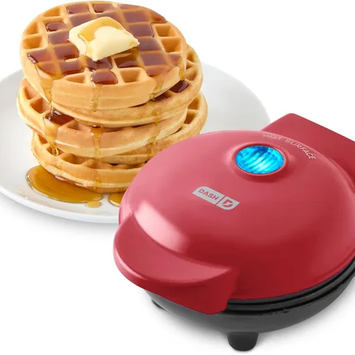 Dash Mini Waffle Maker, 4-Inch Nonstick Cooking Surface, Red