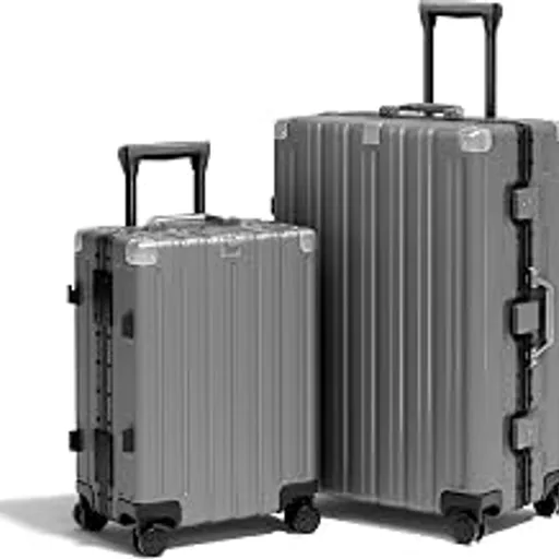 Krute Zipperless Luggage Set 2 Pieces Aluminum Frame Hard Shell Suitcases