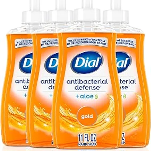 DialAntibacterial Defense Liquid Hand Soap + Aloe, Gold Scent, 11 Fl Oz (Pack of 4), Dermatologist-Tested Hand Wash, Gentle Formula