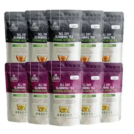 ALL SLIMMING HERBS All Day Slimming Tea For Weight Loss - All Natural 30 Days Detox Teas That Flattens Tummy - Daytime Energy Boost Tea 30 Bags + Evening Detox Tea 30 Bags