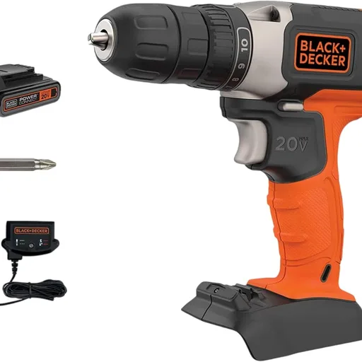 BLACK+DECKER 20V MAX Cordless Drill Kit with Battery, Charger, Includes Double Sided Drill Bit (BCD702C1)