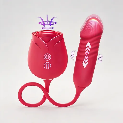 Vibrator Dildo Sex Toys for Women - MOOLIGIRL Rose Sex Toy with Thrusting G Spot Vibrators & 10 Sucking Modes for Clitoral Nipple Stimulation Anal Dildos Adult
