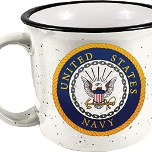 SpoontiquesCeramic Camper Mug, 14oz - Microwave & Dishwasher Safe, for Cold & Hot Beverages - Navy