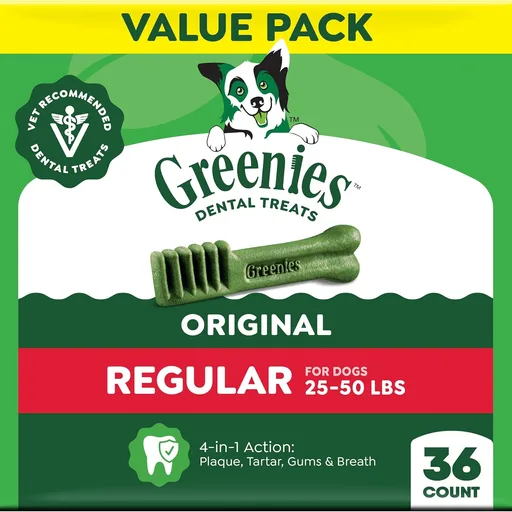 Greenies Regular Dental Dog Treats, Original Chicken Flavor, 36 Count