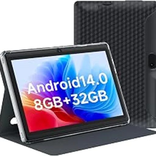 Tablet 7Inch Android 14.0 with Protective Case, 8GB(3+5GB Expand) RAM+ 32GB ROM, IPS Screen, Dual Camera, Bluetooth 5.0 WiFi Tab (Black)