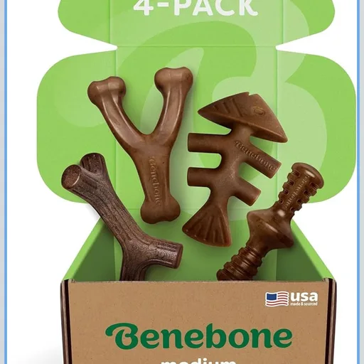 Benebone Medium 4-Pack Dog Toys for Aggressive Chewers