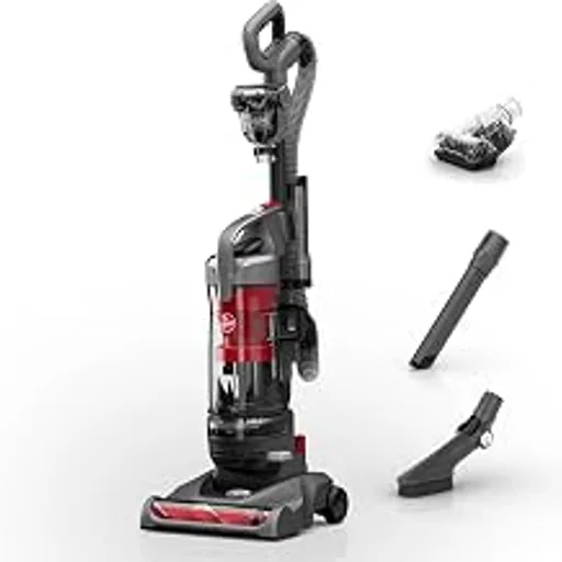 HooverRewind Pet Upright Bagless Vacuum Cleaner for Carpet and Hard Floors, Automatic Cord Rewind, Above Floor Cleaning Corded Vacuum Cleaners for Home Use, Gra