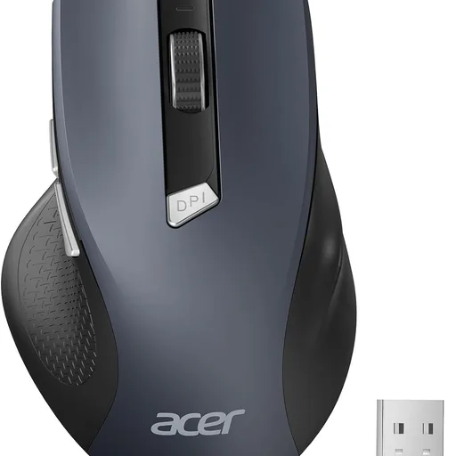 acer Wireless Mouse for Laptop, 2.4GHz Computer Mouse 3 Adjustable DPI Office Cordless USB Mice with USBA Receiver, 6 Buttons, 1600 DPI, Medium to Large Sized Hands Compatible with PC, Laptop, Desktop