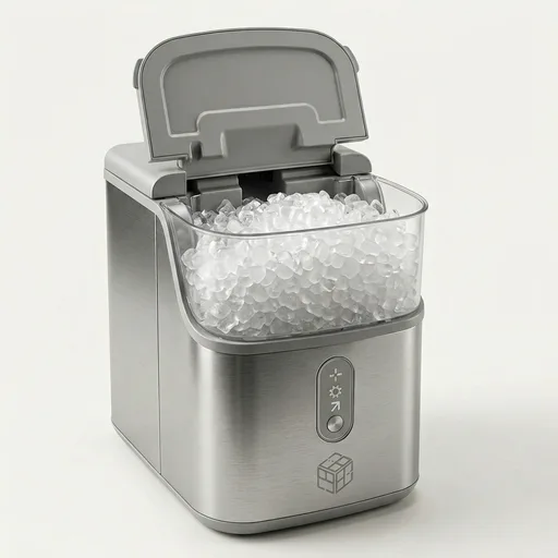 Frigidaire Countertop Crunchy Chewable Nugget Ice Maker, Compact, 33lbs per Day, Metallic Finish