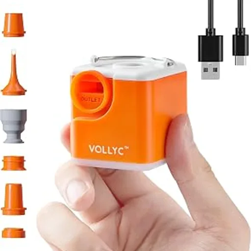 Air Pump for Inflatables with 2400mAh Battery & Camping Light | Ultra Powerful Mini Electric Air Pump, Portable Camping Gear for Pool Float, Air Mattress,Vacuum
