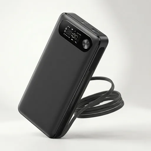 Anker Power Bank, 20,000mAh Travel Essential, Built-in USB-C Cable(Black)