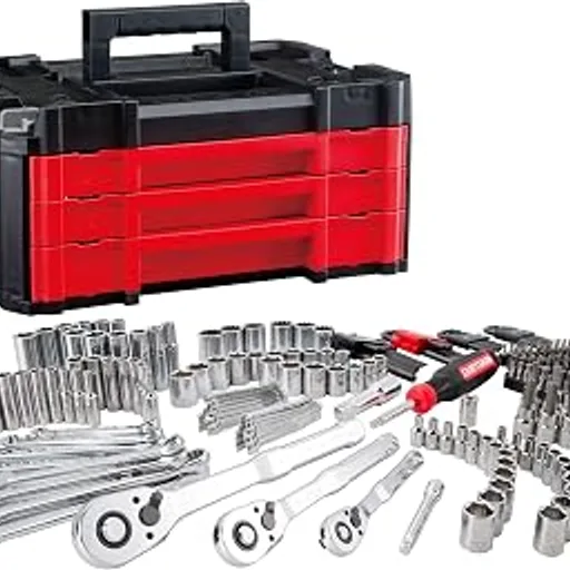 CRAFTSMAN 230 Pcs Mechanics Tool Set, Socket Wrench Set, Car Tool Kit with VERSASTACK Toolbox, SAE and Metric,1/4 in, 3/8 in, and 1/2 Drive, Short and Long Arm