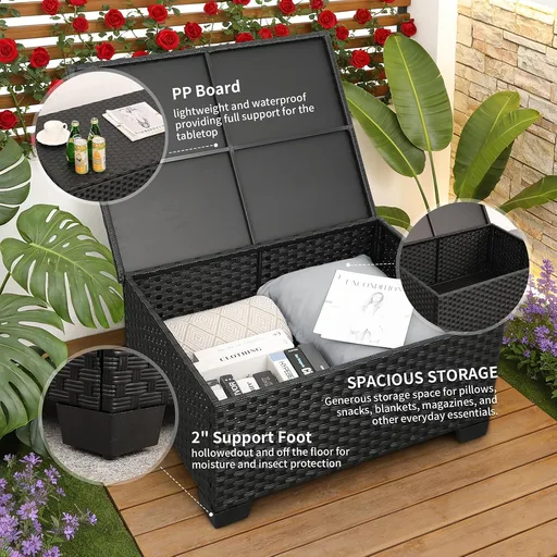 Rattaner Patio Furniture Set w/ 45" fire Pit, 6 pieces outdoor furniture set w/ patio set