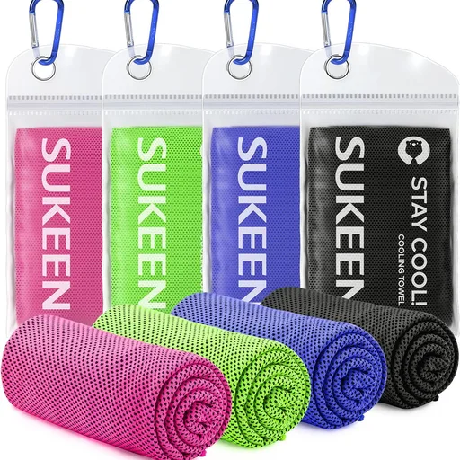 Sukeen 4 Pack Cooling Towels (40"x 12"), Cool Towels for Neck, Sport Sweat Rag for Gym, Cooling Rag, Cooling Towel for Yoga, Golf, Camping, Running, Workout, Camping, Fitness