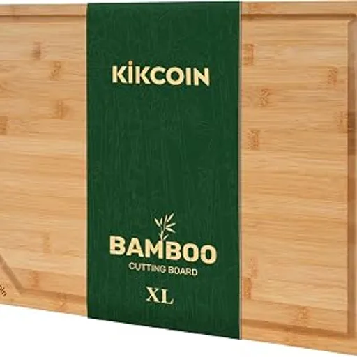 Kikcoin 17”×11” Bamboo Cutting Boards for kitchen, Reversible, XL, Natural
