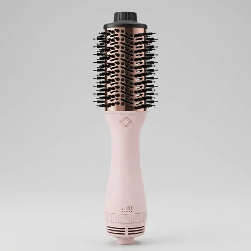 L'ANGE HAIR Le Volume 2-in-1 Titanium Blow Dryer Brush | Frizz Control Blowout Hair Dryer Brush For Drying And Straightening | Volumizing Hot Air Styler For All Hairstyles | Oval Barrel | Blush - 60mm