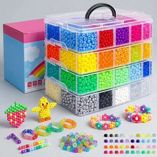 Redtwo 10000 Pcs Pony Beads for Bracelet Making Kit, 40 Colors Kandi Beads for Bracelets Jewelry Making, 6x9mm Hair Bead for Braids Key Chains DIY Crafts Gifts for Tween Girls