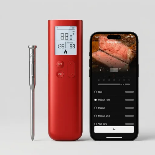 ThermoMaven Smart Bluetooth Wireless Meat Thermometer, 10X Enhanced Sub-1G Signal and Stability, Standalone Display Base, Certified Accuracy ±0.5°F, WiFi Unlimited Range for BBQ, Oven, Smoker, Grill