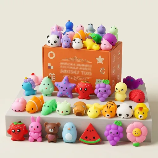 30 Pack Squishy Toys, Kawaii Squishies Party Favors for Kids 4-8 8-12 Treasure Box Toys for Classroom Birthday Xmas Gifts Goodie Bag Mini Animals Mochi Squishy Stress Relief Sensory Toys Random