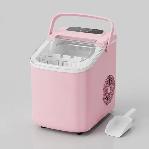 DUMOS Ice Maker Countertop, Ice Machine with Portable Handle, Basket and Scoop, 26lbs Daily, 9 Bullet Cubes in 6-8 Mins, Auto-Cleaning for Home, Kitchen, Office, Outdoors, RV Camping