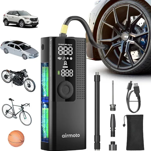 Airmoto Tire Inflator Portable Air Compressor for Cars, bikes and bicycles