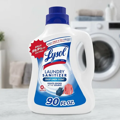 Lysol Laundry Sanitizer Additive, Bacteria-Causing Laundry Odor Eliminator, Detergent Additive, Crisp Linen, 90oz