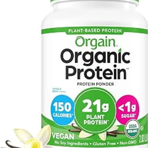 OrgainOrganic Vegan 21g Protein Powder, Vanilla Bean, 2.03 lb | Plant based protein, 4g prebiotic fiber, no added sugar or lactose, non-GMO, for shakes & smooth