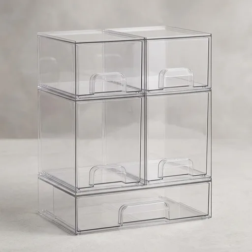 Vtopmart Clear Stackable Storage Drawers Set of 5
