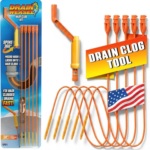 FlexiSnake Drain Weasel Sink Snake Hair Clog Remover Tool Kit