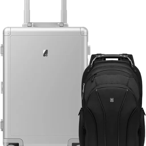 LEVEL8 Gibraltar Aluminum Carry On Luggage 20" Inch with Laptop Backpack