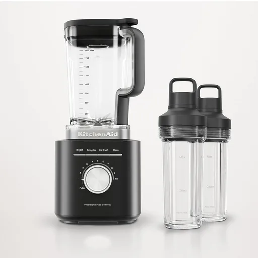 KitchenAid Pure Power Blender with 2 Personal Blending Jars, 1700 Watt Peak Power*, KSB2078, Black Matte