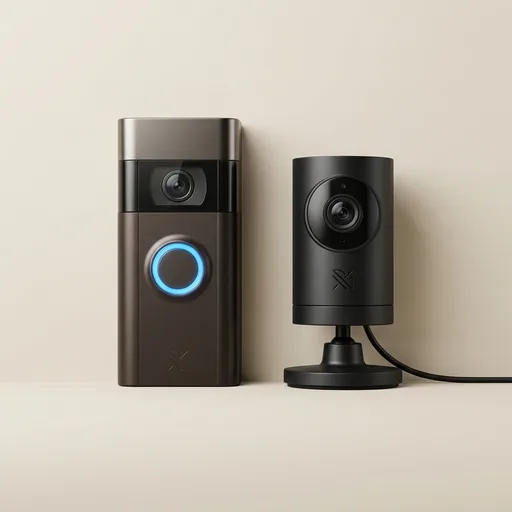 Ring Battery Doorbell (newest model), Matte Mocha with Indoor Cam Plus, Black
