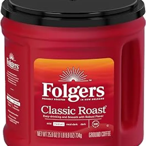 Folgers Classic Roast Ground Coffee, Medium Roast, 25.9 Oz. Canister