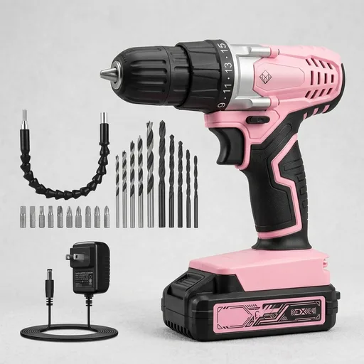 AVID POWER 20V Cordless Drill Set for Home DIY & Beginner Projects - Lightweight Power Drill with Battery Charger & 22 Bits, Variable Speed, 3/8" Keyless Chuck, Ideal for Furniture Assembly (Pink)