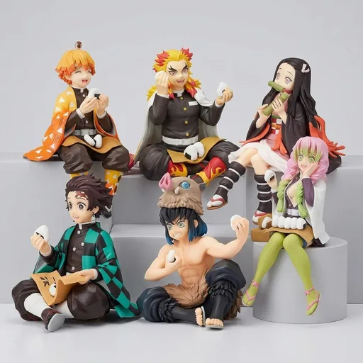 6Pcs Demon Anime Figures Set, Slayer Characters for Anime Fans (Rice Ball)