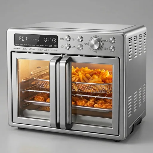 Midea Flexify Classic French Door Toaster Oven Air Fryer Combo, 10-in-1 Large Capacity 26.4 QT Countertop Oven, 25% Faster Cooking and 90% Less Oil, Stainless Steel