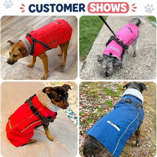 Dog Coat with Built-in Harness,Warm Dog Jacket