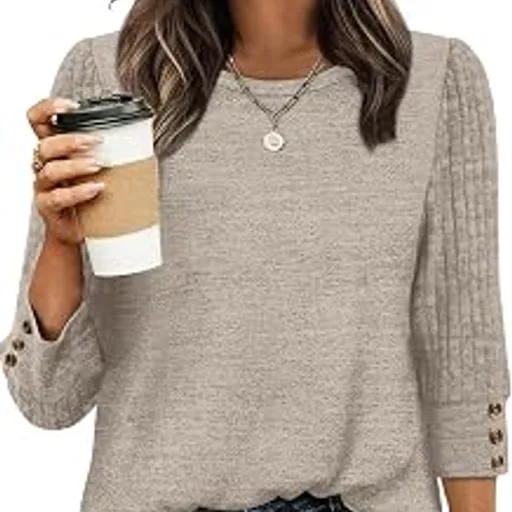 WIHOLL3/4 Length Sleeve Womens Tops Sweaters Shirts Lightweight Spring Outfits 2026 Winter Clothing S-2XL