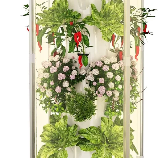 BAOSHISHAN Hydroponics Growing Tower, 7-Layer 28pod Hydroponic Tower with Foldable LED Light, Space-Saving Indoor Vertical Hydroponics Growing System for Vegetable Herb Fruit