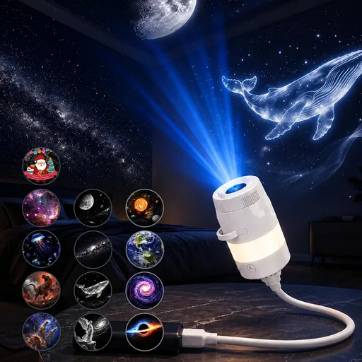 2-in-1 Galaxy Projector Night Light, USB Ocean Projector for Bedroom